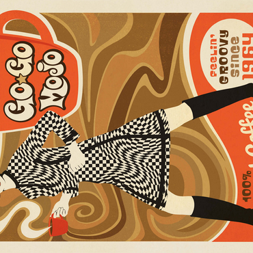 Go-Go Mojo Coffee, Vintage Poster 500 Jigsaw Puzzle 3D Modell