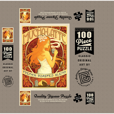 Mucha latte, Vintage Poster 100 Jigsaw Puzzle box 3D Modell