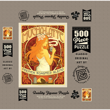 Mucha latte, Vintage Poster 500 Jigsaw Puzzle box 3D Modell