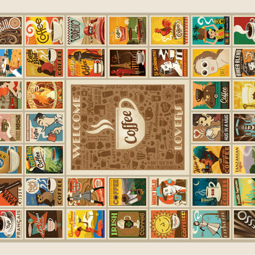 Coffee Collection: Multi-Image Print, Vintage Poster 100 Jigsaw Puzzle 3D Modell