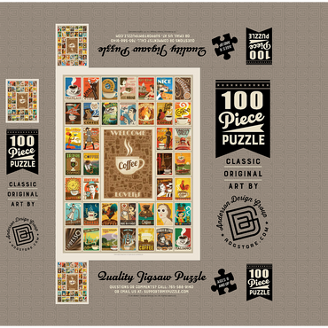 Coffee Collection: Multi-Image Print, Vintage Poster 100 Jigsaw Puzzle box 3D Modell
