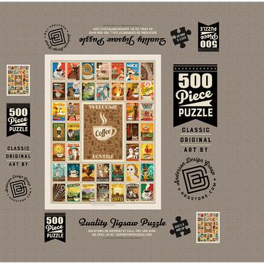 Coffee Collection: Multi-Image Print, Vintage Poster 500 Jigsaw Puzzle box 3D Modell