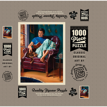 Oil Painting: Cat Nap, Vintage Poster 1000 Jigsaw Puzzle box 3D Modell