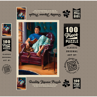 Oil Painting: Cat Nap, Vintage Poster 100 Jigsaw Puzzle box 3D Modell