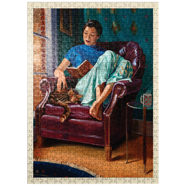 puzzleplate Oil Painting: Cat Nap, Vintage Poster 500 Jigsaw Puzzle