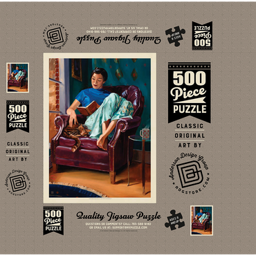 Oil Painting: Cat Nap, Vintage Poster 500 Jigsaw Puzzle box 3D Modell