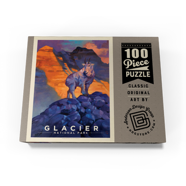 Glacier National Park: Mountain Goat, Vintage Poster 100 Jigsaw Puzzle box view3