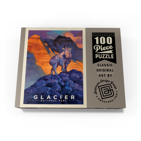 Glacier National Park: Mountain Goat, Vintage Poster 100 Jigsaw Puzzle box view3