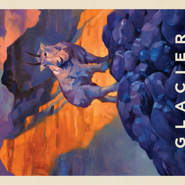 Glacier National Park: Mountain Goat, Vintage Poster 100 Jigsaw Puzzle 3D Modell