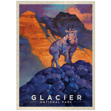 puzzleplate Glacier National Park: Mountain Goat, Vintage Poster 300 Jigsaw Puzzle
