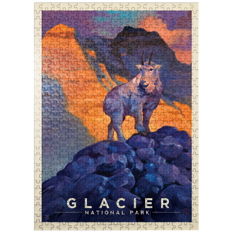 puzzleplate Glacier National Park: Mountain Goat, Vintage Poster 500 Jigsaw Puzzle
