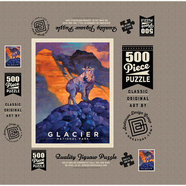 Glacier National Park: Mountain Goat, Vintage Poster 500 Jigsaw Puzzle box 3D Modell