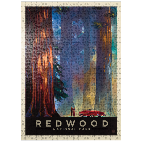 puzzleplate Redwood National Park: Among the Giants, Vintage Poster 500 Jigsaw Puzzle