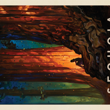 Sequoia National Park: Nature's Cathedral, Vintage Poster 1000 Jigsaw Puzzle 3D Modell