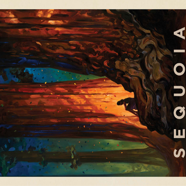 Sequoia National Park: Nature's Cathedral, Vintage Poster 100 Jigsaw Puzzle 3D Modell