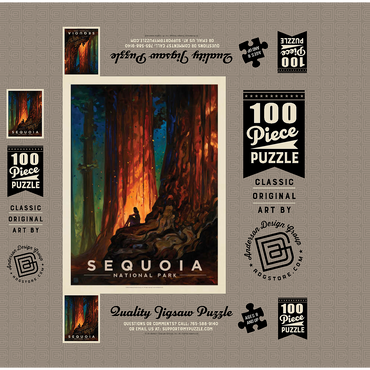 Sequoia National Park: Nature's Cathedral, Vintage Poster 100 Jigsaw Puzzle box 3D Modell