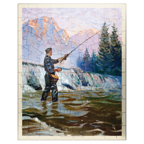 puzzleplate Classic Sportsman: Fly Fishing, Vintage Poster 100 Jigsaw Puzzle