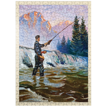 puzzleplate Classic Sportsman: Fly Fishing, Vintage Poster 500 Jigsaw Puzzle