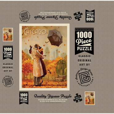 Chicago: Windy City Kiss, Vintage Poster 1000 Jigsaw Puzzle box 3D Modell