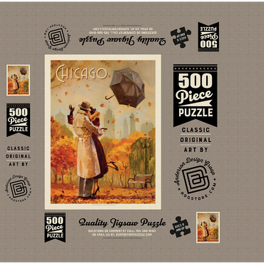 Chicago: Windy City Kiss, Vintage Poster 500 Jigsaw Puzzle box 3D Modell