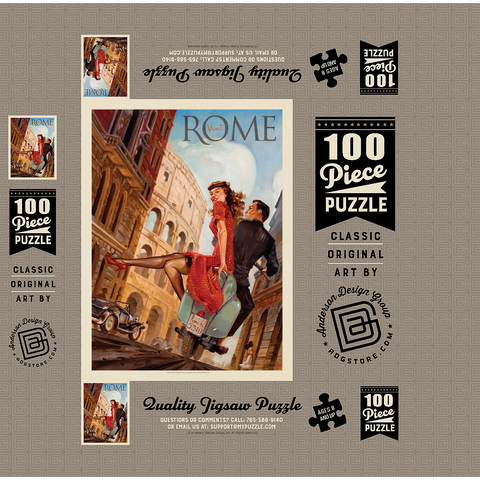Italy: Rome by Vespa, Vintage Poster 100 Jigsaw Puzzle box 3D Modell