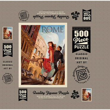 Italy: Rome by Vespa, Vintage Poster 500 Jigsaw Puzzle box 3D Modell