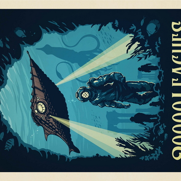 20,000 Leagues Under the Sea: Jules Verne, Vintage Poster 1000 Jigsaw Puzzle 3D Modell