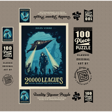 20,000 Leagues Under the Sea: Jules Verne, Vintage Poster 100 Jigsaw Puzzle box 3D Modell