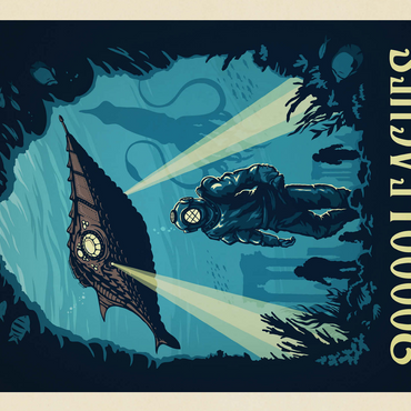 20,000 Leagues Under the Sea: Jules Verne, Vintage Poster 500 Jigsaw Puzzle 3D Modell