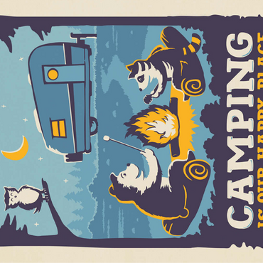 Camping Is Our Happy Place! (Cartoon Critters), Vintage Poster 100 Jigsaw Puzzle 3D Modell