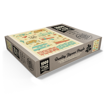 Happy Camper (Trailer Pattern Print), Vintage Poster 1000 Jigsaw Puzzle box view1