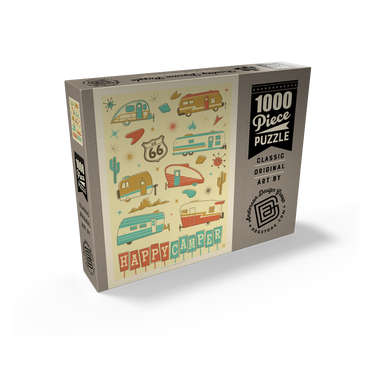 Happy Camper (Trailer Pattern Print), Vintage Poster 1000 Jigsaw Puzzle box view2