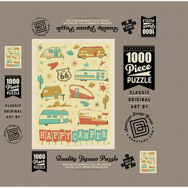 Happy Camper (Trailer Pattern Print), Vintage Poster 1000 Jigsaw Puzzle box 3D Modell