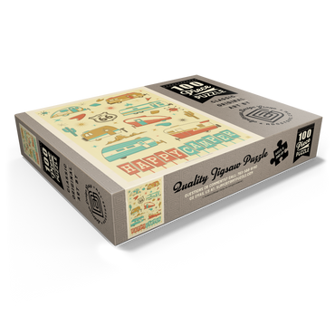 Happy Camper (Trailer Pattern Print), Vintage Poster 100 Jigsaw Puzzle box view1
