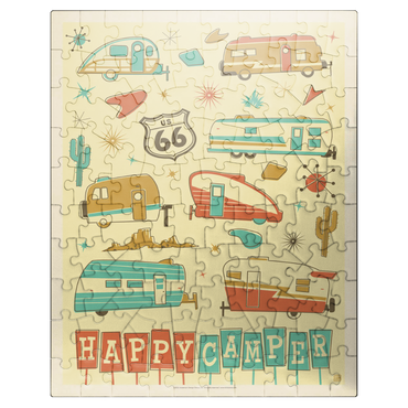 puzzleplate Happy Camper (Trailer Pattern Print), Vintage Poster 100 Jigsaw Puzzle