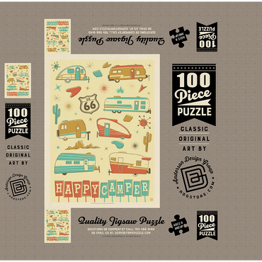 Happy Camper (Trailer Pattern Print), Vintage Poster 100 Jigsaw Puzzle box 3D Modell