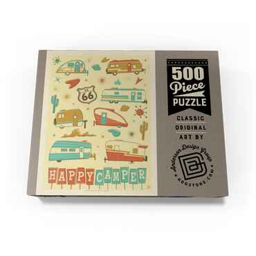 Happy Camper (Trailer Pattern Print), Vintage Poster 500 Jigsaw Puzzle box view3