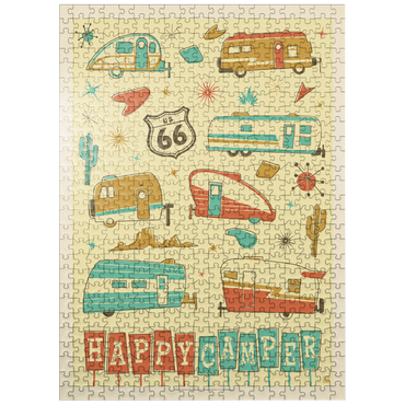 puzzleplate Happy Camper (Trailer Pattern Print), Vintage Poster 500 Jigsaw Puzzle