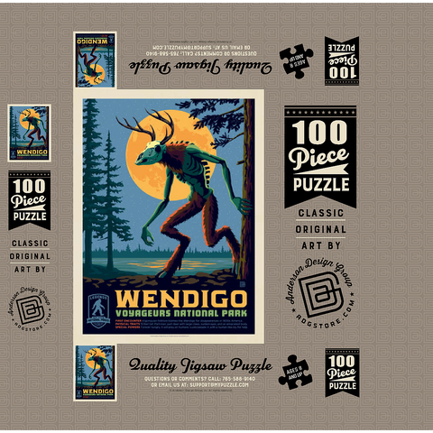 Legends Of The National Parks: Voyageurs' The Wendigo, Vintage Poster 100 Jigsaw Puzzle box 3D Modell