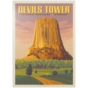 puzzleplate Devils Tower, WY: Dusk, Vintage Poster 1000 Jigsaw Puzzle