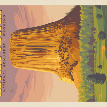 Devils Tower, WY: Dusk, Vintage Poster 1000 Jigsaw Puzzle 3D Modell