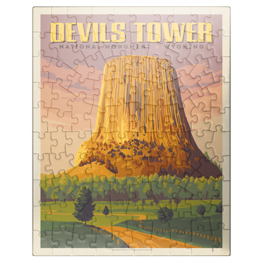 puzzleplate Devils Tower, WY: Dusk, Vintage Poster 100 Jigsaw Puzzle