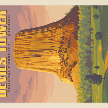 Devils Tower, WY: Dusk, Vintage Poster 100 Jigsaw Puzzle 3D Modell