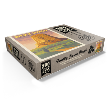 Devils Tower, WY: Dusk, Vintage Poster 500 Jigsaw Puzzle box view1