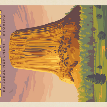 Devils Tower, WY: Dusk, Vintage Poster 500 Jigsaw Puzzle 3D Modell