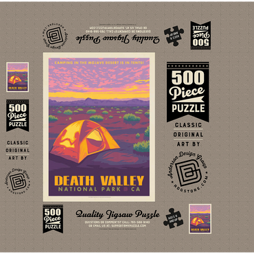 Death Valley National Park: Camping, Vintage Poster 500 Jigsaw Puzzle box 3D Modell