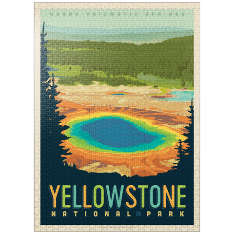 puzzleplate Yellowstone National Park: Grand Prismatic Springs, Vintage Poster 1000 Jigsaw Puzzle