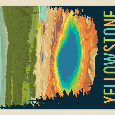 Yellowstone National Park: Grand Prismatic Springs, Vintage Poster 1000 Jigsaw Puzzle 3D Modell