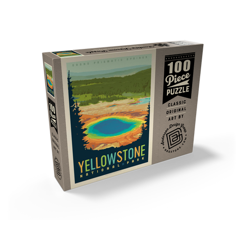 Yellowstone National Park: Grand Prismatic Springs, Vintage Poster 100 Jigsaw Puzzle box view2