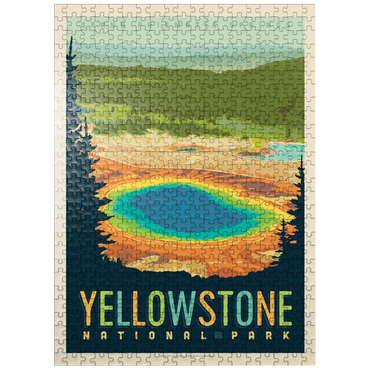 puzzleplate Yellowstone National Park: Grand Prismatic Springs, Vintage Poster 500 Jigsaw Puzzle